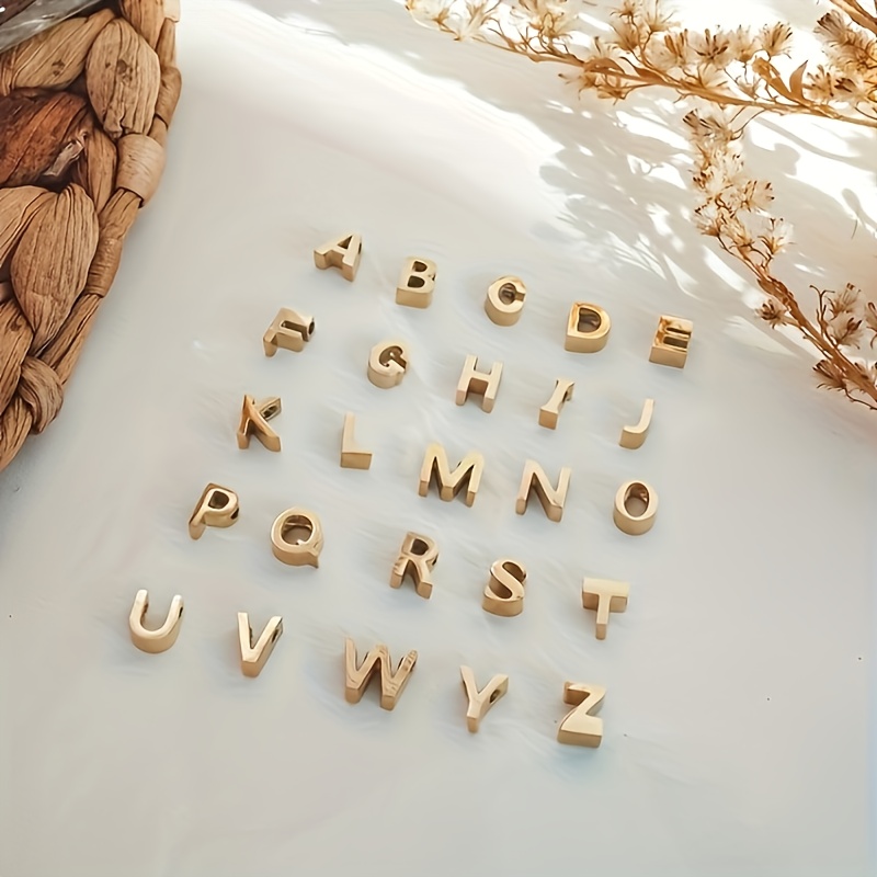 26 English Alphabet Additions Stainless Steel Letter Pendant